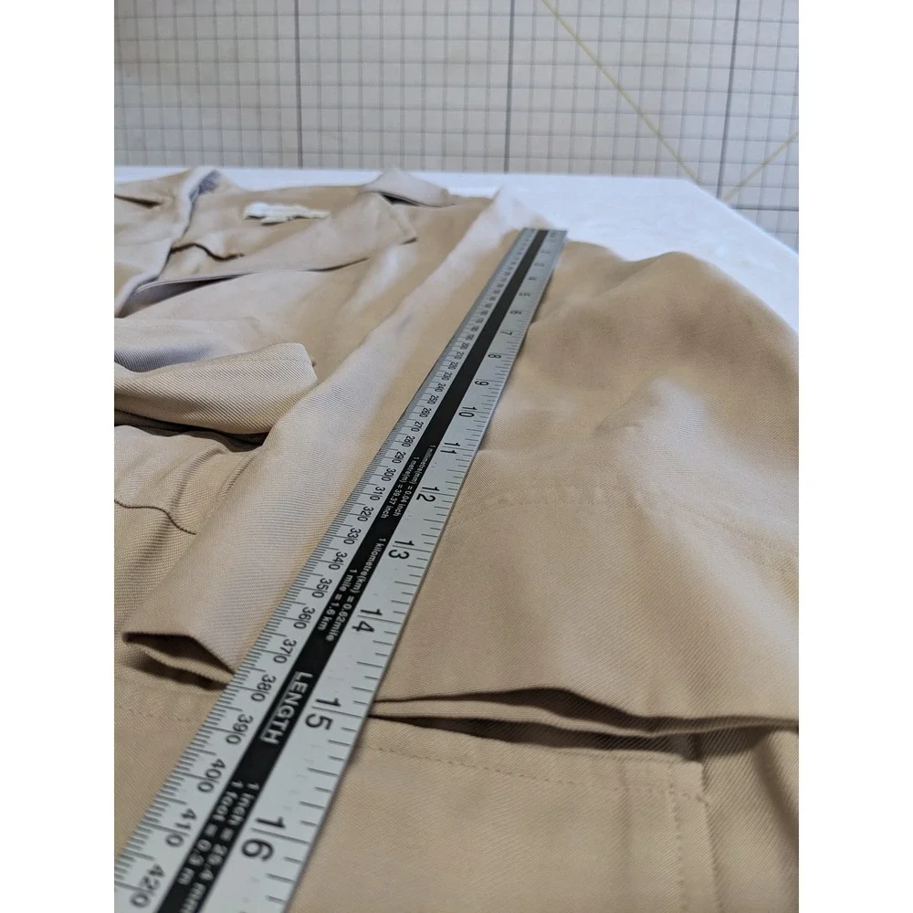Madison Grey XS‎ Tan Utility Jacket Tie Waist 3/4 Sleeve Rayon Twill Womens